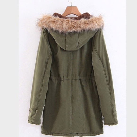 NWT Army green winter hooded parka coat jacket - Picture 5 of 7